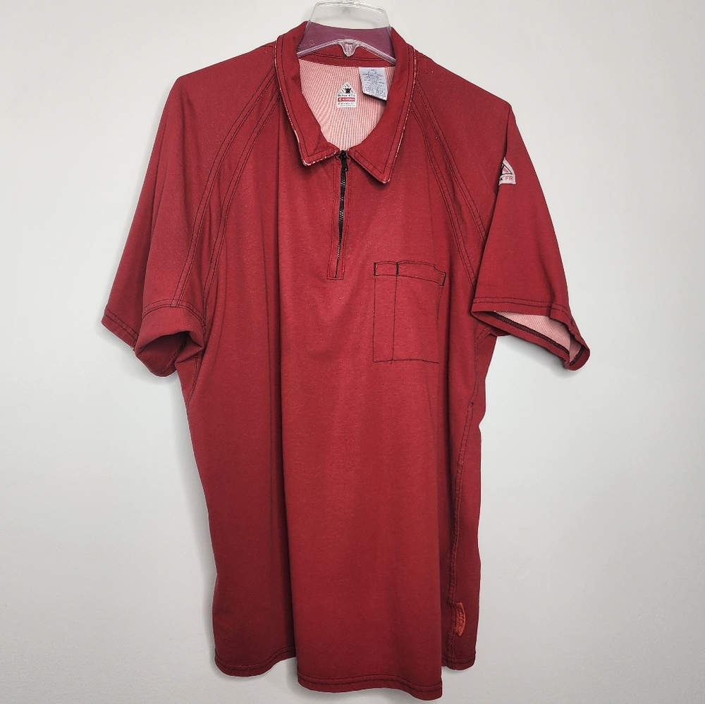 Bulwark FR iQ Series® Comfort Knit Men's‎ FR Short Sleeve Red Polo XL